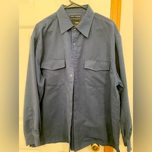 Men’s utopia suedes microfiber long sleeve button up shirt XL blue EUC